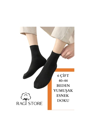 Ragi Store 6'lı Siyah Erkek Yarım Bilek Çorap Siyah