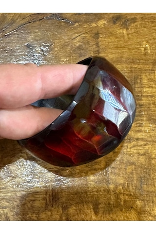 Hırmızı Yılan Desenli Kemik Kadın Hint Bileziği Çap 7 Cm Çok Renkli