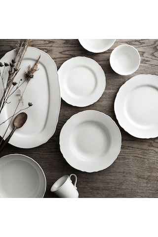 Ikea Upplaga Porselen 6 Kişilik 18 Parça Yemek Takımı 22-28 Cm Beyaz Yuvarlak