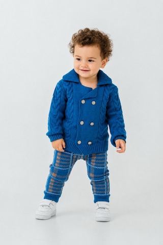 Babyhola Erkek Bebek Triko Hırka Pantolon Kışlık Takım 23110 Mavi