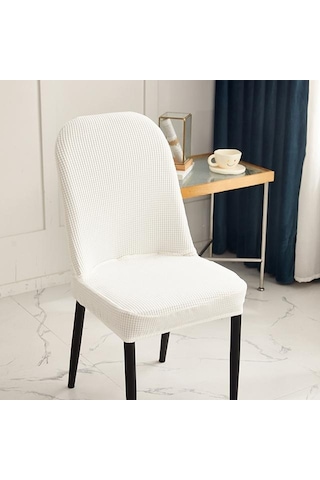 Beyaz 1/2/4/6 Adet Jakarlı Kavisli Sandalye Kılıfı Ofis Koltuğu Klozet Kapağı Maki Yıkanabilir Toz Geçirmez Koltuk Örtüsü 56658400