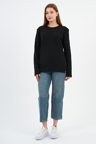Alexander Gardi Kol Detaylı Bisiklet Yaka Basic Sweatshirt Wk25425 Siyah