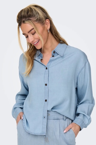 Only Kadın Onlcharıs Düşük Omuz Oversize Uzun Kollu Gömlek 15337928 Mavi Mavi