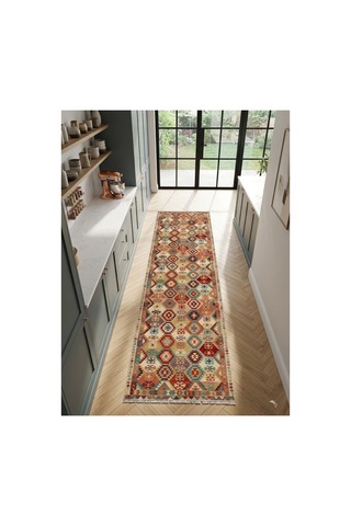 Dekoratif Halı Kaymaz Taban Leke Tutmaz Yıkanabilir Kilim Özel Ölçü Salon Halısı 3056 Çok Renkli