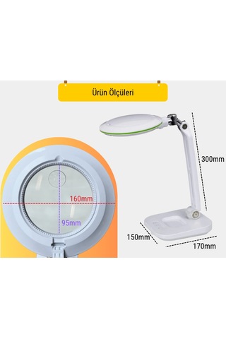 Flexi Led Aydınlatmalı Masaüstü Büyüteç Kademeli Işık Ayarlı, Ergonomik Tasarım