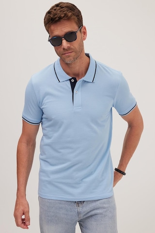 Tudors Erkek Slim Fit Dar Kesim %100 Pamuk Yumuşak Dokulu Serin Tutan Kumaş Düz Pike Mavi Polo Yaka Tişört-42247 Mavi