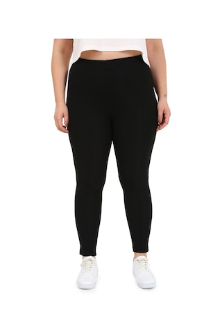 Büyük Beden Beli Lastikli Bilek Hizasında Panelli Siyah Bayan Tay Siyah