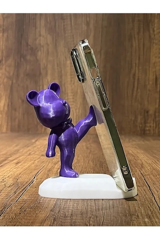 Tekme Atan Ayıcık Telefon Standı Mor