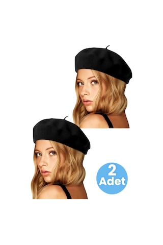 Tezzgelsin Kadın 2'li Fransız Ressam Bere Siyah - Siyah