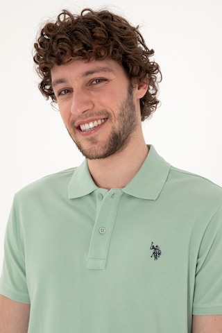 U.S. Polo Assn. Erkek Slim Fit Polo Yaka Su Yeşili Basic Tişört 50297984-VR048