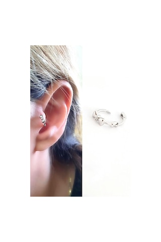 Zirkon Taş Detaylı 925ayar Gümüş Tragus Helix Minimal Tek Kıkırdak Küpe 29956382