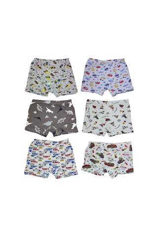 6 Adet Likralı Erkek Çocuk Empirme Desenli Mody Penye Boxer 001