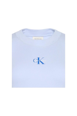 Calvin Klein Ls Monologo Baby Tee Kadın Mavi Uzun Kollu T-shirt-12034 Mavi