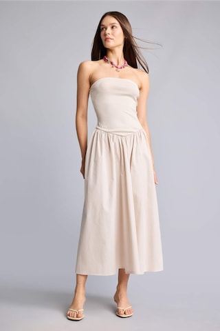 Defacto Straplez Poplin Mıdı Bej Elbise H8443ax26smbg757 Bej-bg757