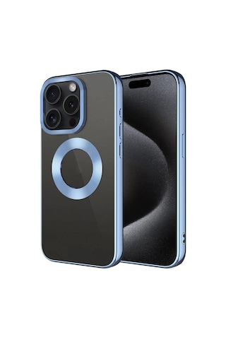 Apple Uyumlu iPhone 15 Pro Kılıf Tek Kamera Çerçeveli Logo Gösteren Zore Omega Kapak