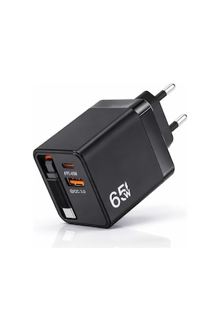 Ayrex 65w Süper Hızlı Şarj Adaptörü Pd 45w + Qc 3.0 Çekilebilir Kablolu