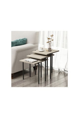 Jest Zigon Sehpa Kumtaşı Modern 3 Lü Yan Sehpa Takımı