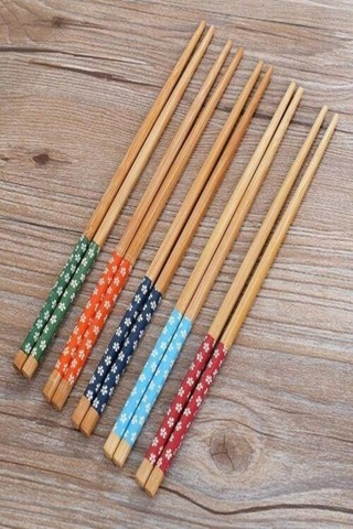 5 Li Set Bambu Çin Çubuğu Chopstick Yıkanabilir 20 Adet Bej