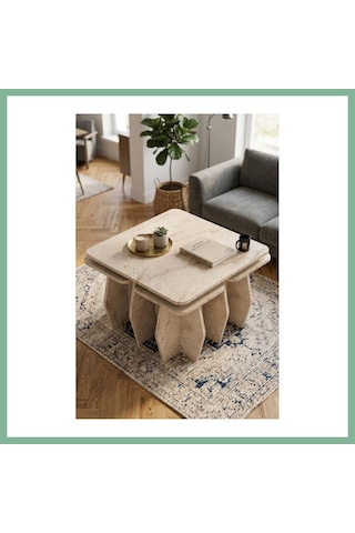 Bşkvirgo Orta Sehpa Ve Zigon Sehpa 5'li Set Modern Çok Amaçlı Salon Oturma Odası Yan Sehpa 9249 Traverten Bsk2026