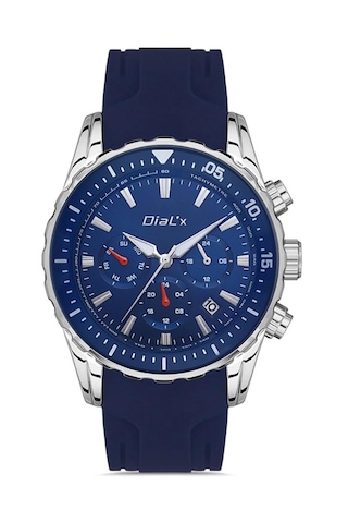 Dial X Dx-789778 Fonksiyonlu&takvimli Silikon Kordon Lacivert Erkek Kol Saati Gümüş