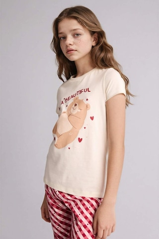 Defacto Regular Fıt 2li Pijama Takımı Kız Çocuk H0151a826sper103 Ekru-er103