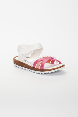 Şirin Bebe Beyaz Pembe Kız Çocuk Sandalet Ayakkabı