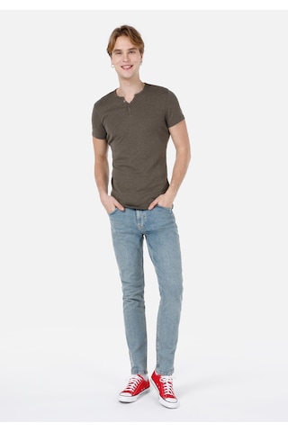 Colin's Colins Slim Fit Placket Neck Düz Erkek Yeşil Kısa Kol Tişört Cl1040245 Q1.v1 Kml Haki