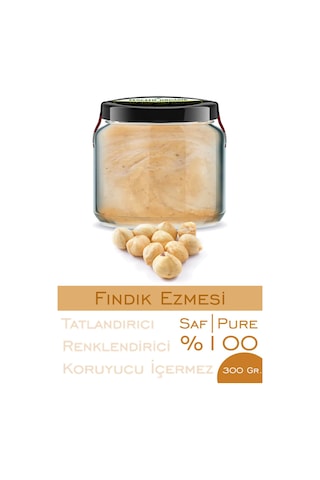%100 Saf Fındık Ezmesi Şeker İlavesiz Bi Kavanoz 330 Cc. Cam Kavanozda Katkısız Fındık Ezmesi