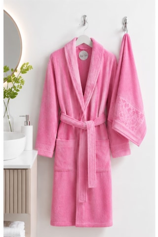 Belinis %100 Pamuk Otel & Spa Kalitesinde Yumuşak Yüksek Su Emici 1 Adet Bornoz 1 Adet 50 X90 Cm Havlu Pembe