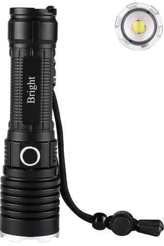 Bright Ght-5761 Xp90 Led 3 Mod Zoomlu Yağmur Suyu Geçirmez Şarjlı El Feneri 26650 Pilli Belirtilmemiş Çok Renkli