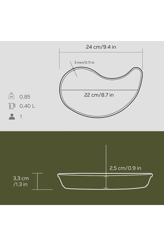 Lava Fajita Tabağı Damla Form Siyah Mat 10 X 20 Cm Siyah