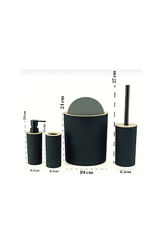 Arvale Quardi Banyo Seti Modern Çizgili - 7 Litre Kova 4 Parça Banyo Çöp Kovası Seti Beyaz
