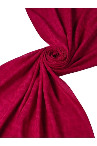 Mim Eşarp Işıl İpek - Pamuk Jakarlı C Desen Şal 75x190 Cm Bordo