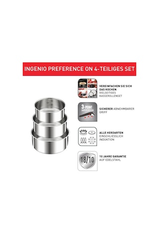 Tefal Ingenio Tercihi 4 Parçalı Güveç Seti, 16/18/20 Cm, Çıkarılabilir Saplı Tencere Seti, İndüksiyonla İstiflenebilir Tencere Seti, Yerden Tasarruf Sağlar, Kullanımı Ve Temizliği Kolaydır, Paslanmaz Çelik, L898s3 Siyah