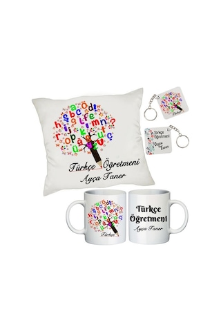Türkçe Öğretmenine Isimli Hediye Seti - Öğretmenler Günü Hediyesi
