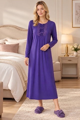 Mecit Pijama Mecit 6413 Mor Büyük Beden Kadın Gecelik