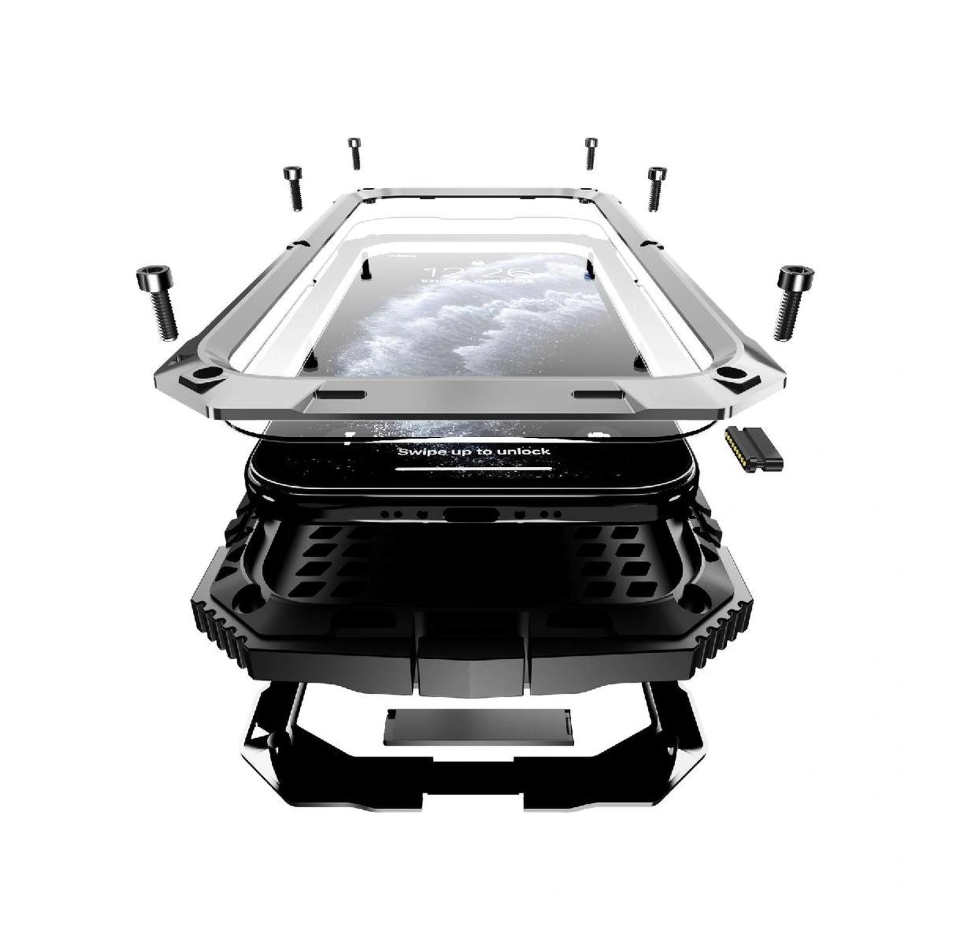 İphone Air İçin Metal Kılıf Cam Ekran Koruyucu 360 Tam Koruma Kılıf Kickstand İle Darbeye Dayanıklıağır Hizmet Tipi