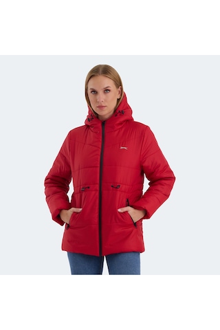 Slazenger CALLU Kadın Kapüşonlu Şişme Kırmızı Mont & Kaban