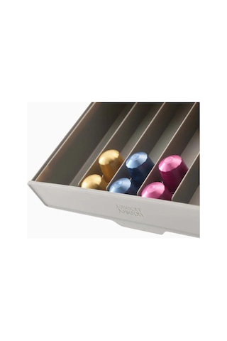 Konesam 30 Nespresso Kapsülü Depolayan Çekmeceli Mutfak Raf Altı Tutucu - 3m Band İle Kolay Kurulum, Dayanıklı Tasarım Bej