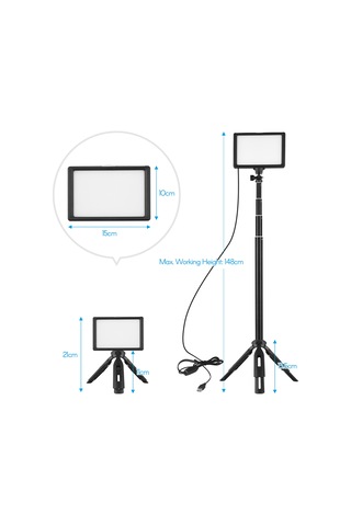Skycity Led Usb Işık Seti 3200k-5600k 14 Seviye Parlaklık 148cm Ayarlanabilir Tripod 5 Renk Filtre 3 Lü Cold Shoe