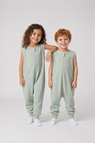 Babyhola 1 Tog Yazlık Çocuk Uyku Tulumu 1-8 Yaş Unisex Kısa Kollu %100 Pamuk Waffle 2702 Mint