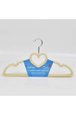 Lorin 5'li Kadife Kaydırmaz Elbise Kıyafet Dolap Askısı Bej K Renk Askı Çok Renkli