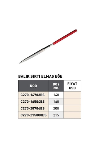 Fett 140mm Pld Balık Sırtı Elmas Eğe