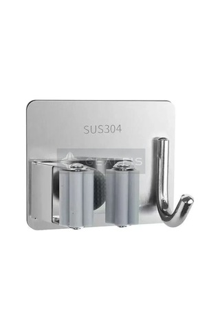 Besthome1 Sus304 Paslanmaz Çelik Mop Tutucu, 2 Adet, 5 Kg Yük Kapasitesi, Kolay Montaj, Sıkı Tutuş, Renk: Gümüş Gümüş Gümüş