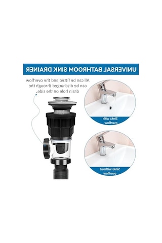 Banyo Lavabo Gider Seti, Esnek P Borusu İle Kolay Kurulum, Koku Önleyici