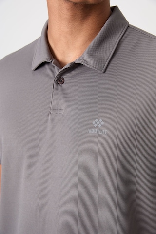 Tommy Life Koyu Gri Logo Baskılı Standart Kalıp Polo Yaka Aktif Spor Erkek T-shirt - 88252 Koyu Gri