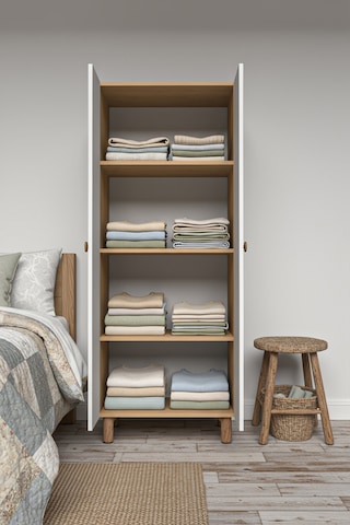 2 Kapaklı 3 Raflı Gardırop Mdf Kapak Beyaz