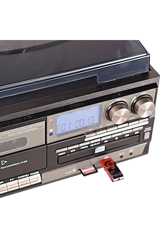 Ultratekno KN-110 Vintage Plak CD Kaset USB Bluetooth TF AUX  Özelikli Pikap