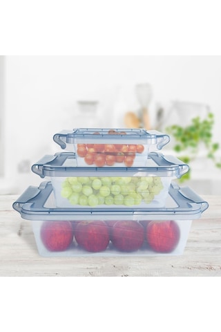 Decobella 3‘LÜ Kilitli Saklama Kabı Set (0.40LT -1LT -2 LT.) Şeffaf