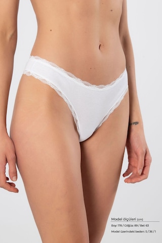 Türen Kadın Likralı Ribana Dantelli String 2'li Paket 927/beyaz Beyaz